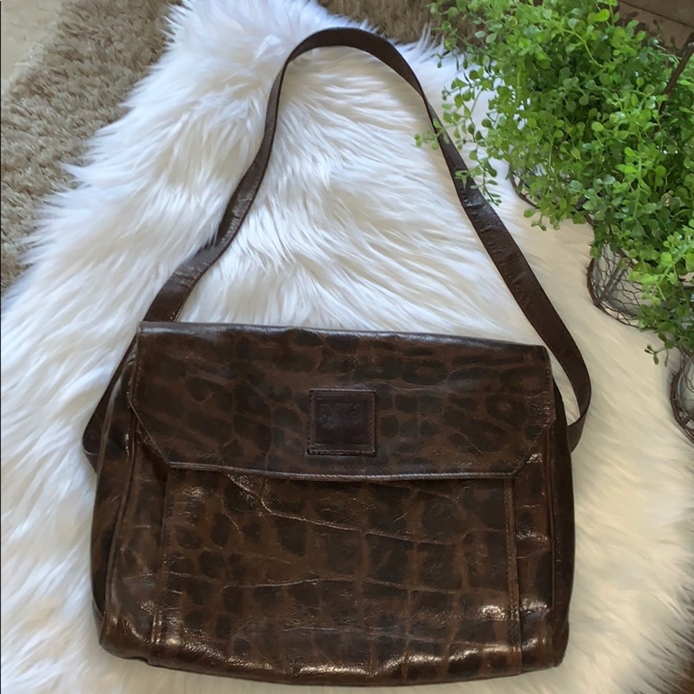 Enrico Coveri Vintage Croc Leather shoulder bag
